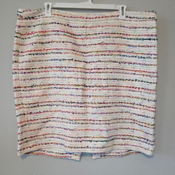 J.Crew No.2 Tweed Skirt Plus Size 22 Multicolor Stripe Textured Spring Summer - Picture 1 of 9